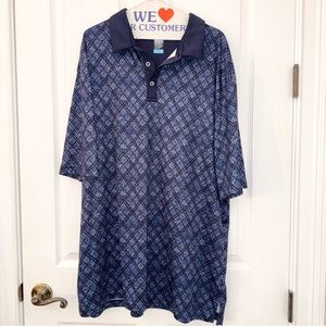 Coolplay Blue Patterned Collared Short Sleeve Polo Shirt XXL
